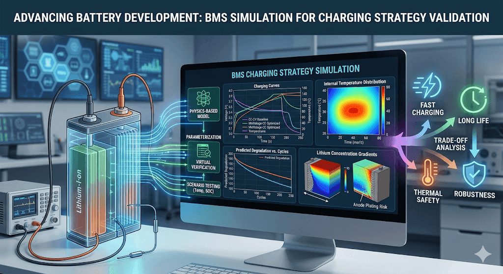 Battery Management System Simulation for Charging Strategy Validation